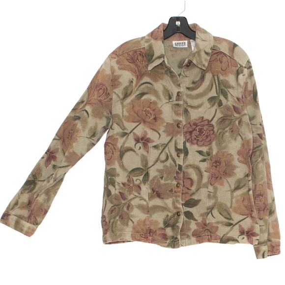 Chicos Top Vintage Tapestry Floral Cottage Academia Prairie Button Up 1 Medium 8 - Picture 5 of 5